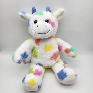 Build-A-Bear Splatter Rainbow Cow Plush 16" Pastel Spotted Stuffed Animal Toy